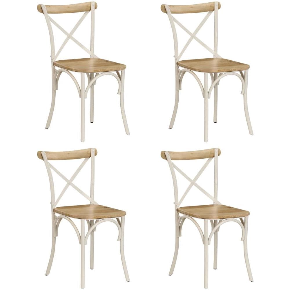 Sedie A Croce 4 Pz Bianche Legno Massello Di Mango - Foto 1