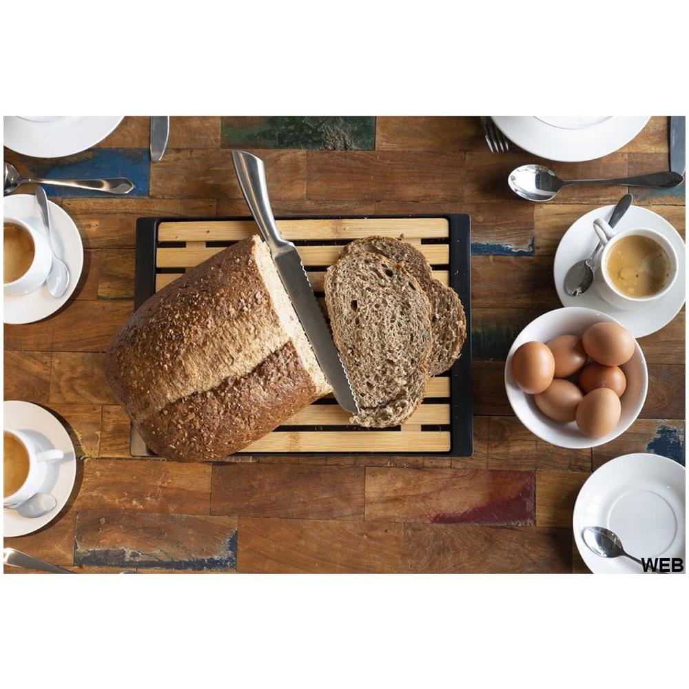 Tagliere Per Pane Con Vassoio Raccogli Briciole Bambù 38x27x2cm - Foto 2