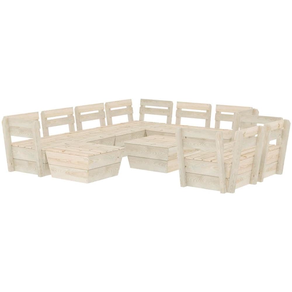 Set Divani Da Giardino Su Pallet 10 Pz In Legno Abete Impregnato - Foto 1