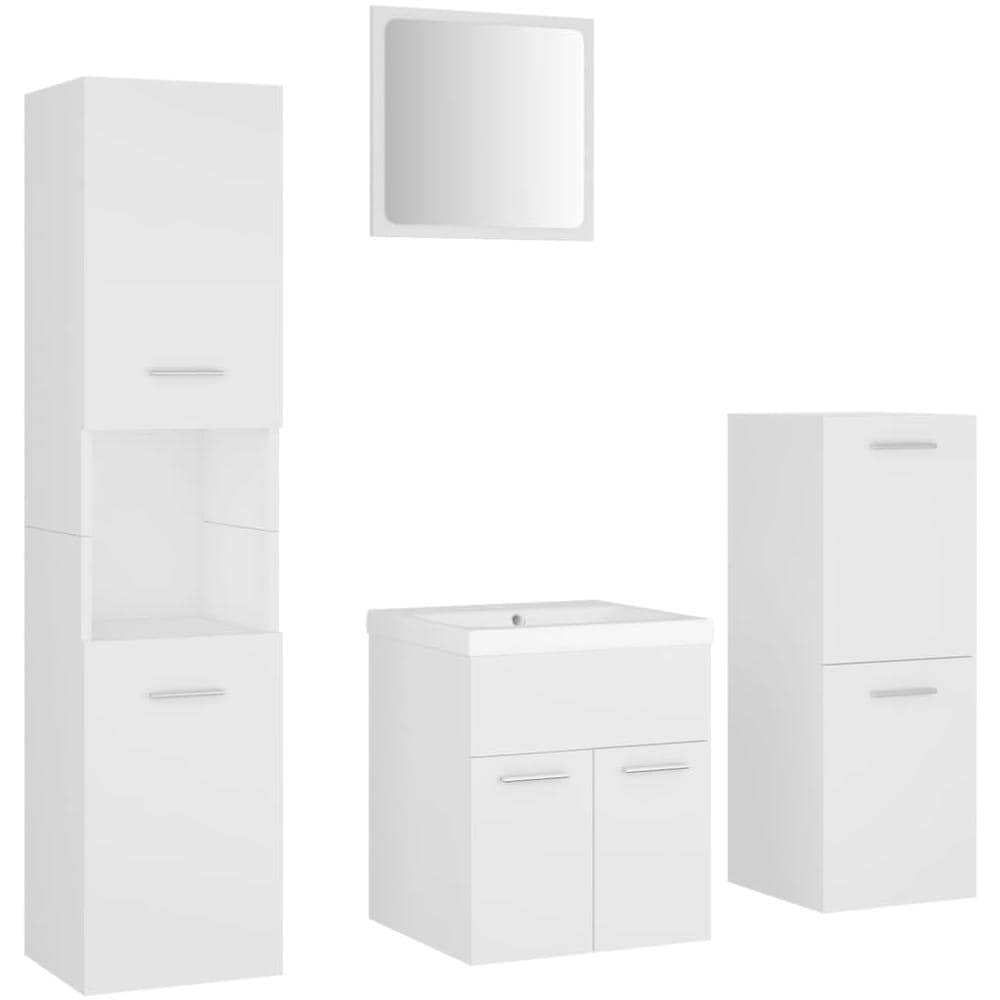 Set Mobili Da Bagno Bianco In Truciolato - Foto 2