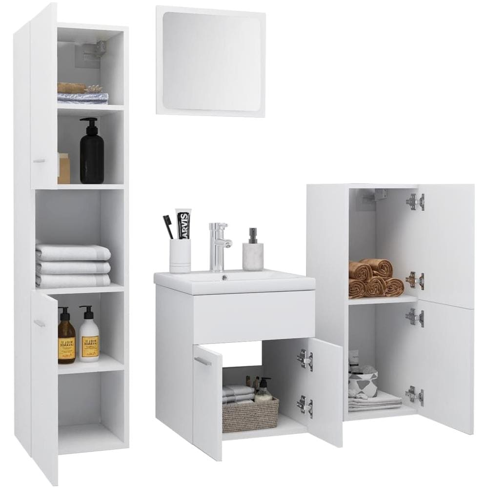 Set Mobili Da Bagno Bianco In Truciolato - Foto 3