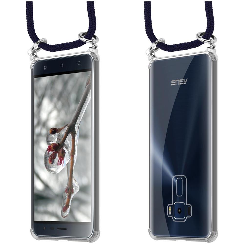 Catena Di Telefoni Cellulari Compatibile Con Asus Zenfone 3 (5,2"" Zoll) In Blu Notte - Coperchio Protettivo In Silicone Con Anelli D'argento, Cinturino In Corda E Custodia Staccabile - Foto 8