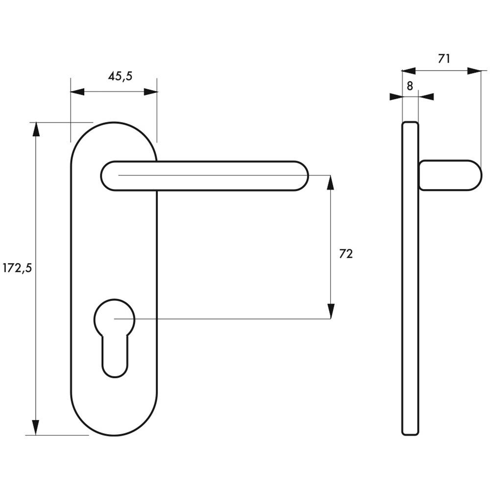 Maniglia Per Porta Tagliafuoco, Piastra Sagomata Cilindro Europeo, Industriale, Quadrato 9mm, Nero - - Foto 2