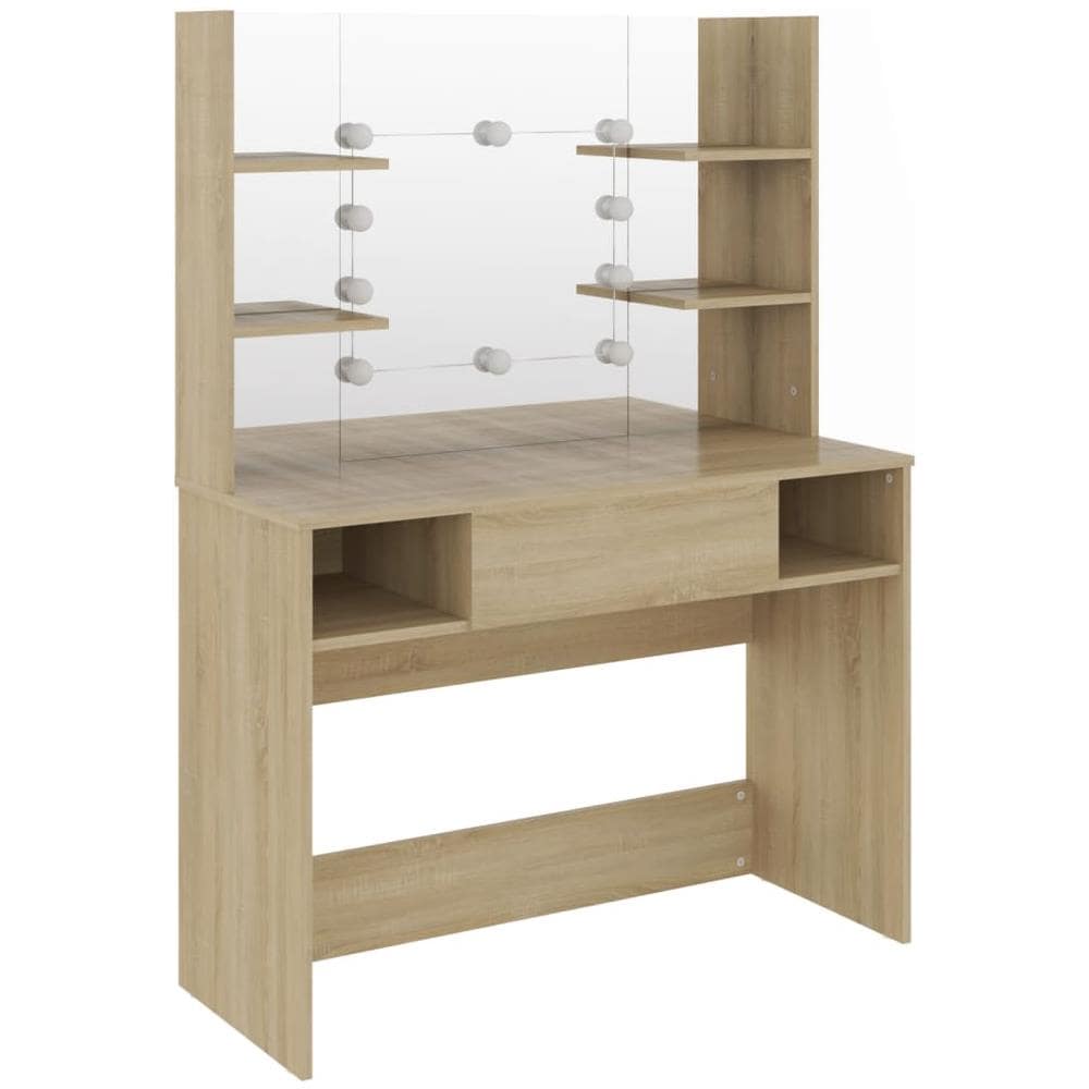 Toeletta Con Luci Led 100x40x135 Cm In Mdf Rovere - Foto 2