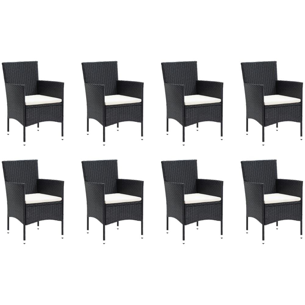 Set Pranzo Da Giardino 9 Pz Con Cuscini In Polyrattan Nero - Foto 3