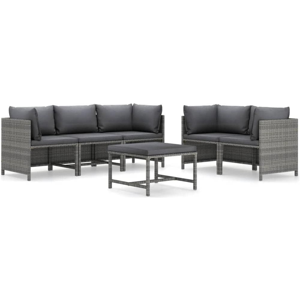 Set Divani Da Giardino 6 Pz Con Cuscini In Polyrattan Grigio - Foto 2