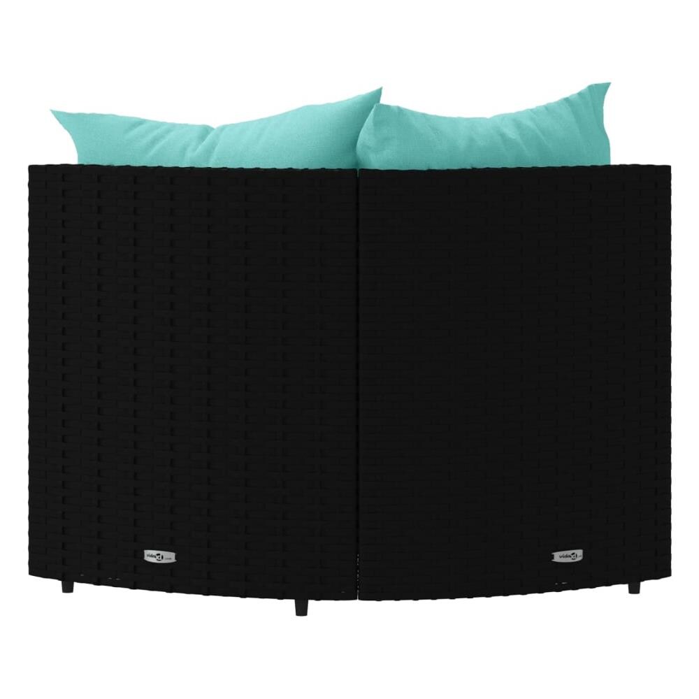 Divani Angolari Da Giardino Con Cuscini 2pz In Polyrattan Nero - Foto 3