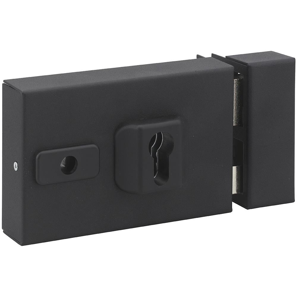 Serratura Da Applicare Doppio Cilindro Con Quadro Maniglia, Reversibile Asse Regolabile, 144x93mm, Nero - - Foto 1