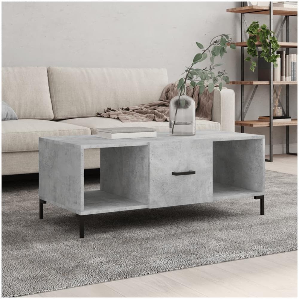 Tavolino Salotto Grigio Cemento 102x50x40 Cm Legno Multistrato - Foto 1
