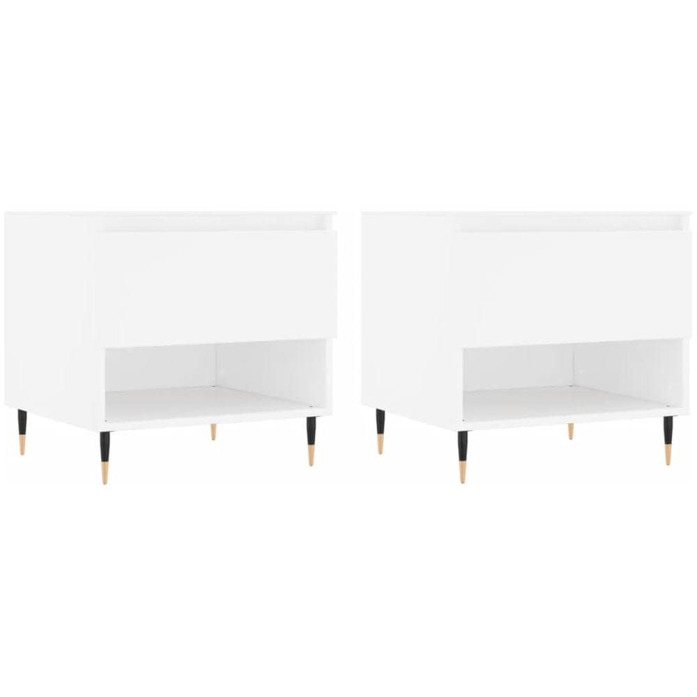 Tavolini Salotto 2 Pz Bianchi 50x46x50 Cm In Legno Multistrato - Foto 2