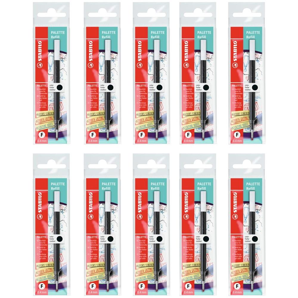 PALETTE refill - Cartuccia per Penna Roller a scatto - Tratto F (0,4mm) - Confezione da 10 - Nero - Foto 1