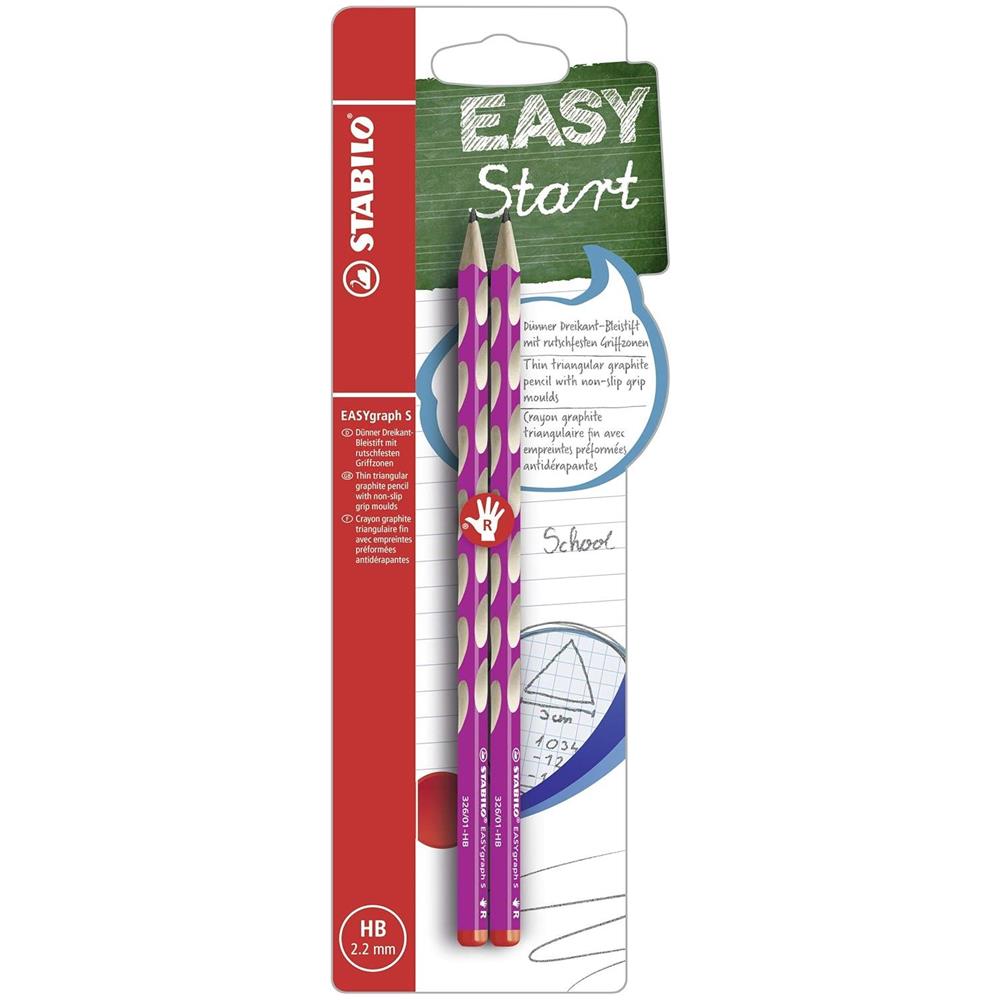 EASYgraph S - Matita Ergonomica triangolare Sottile - per Destrimani - Rosa - Pack da 2 - Gradazione HB - Foto 1