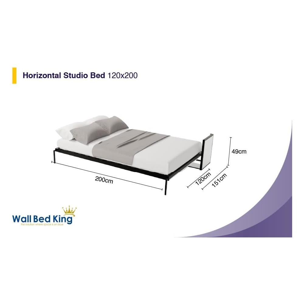 Letto A Scomparsa Studio Orizzontale 190x120 cm con Pistoni a Gas, Telaio Metallico Robusto, Capacità 300 kg, Ideale per Stanze Piccole o Monolocali, Salvaspazio, Materasso Non Incluso - Foto 3