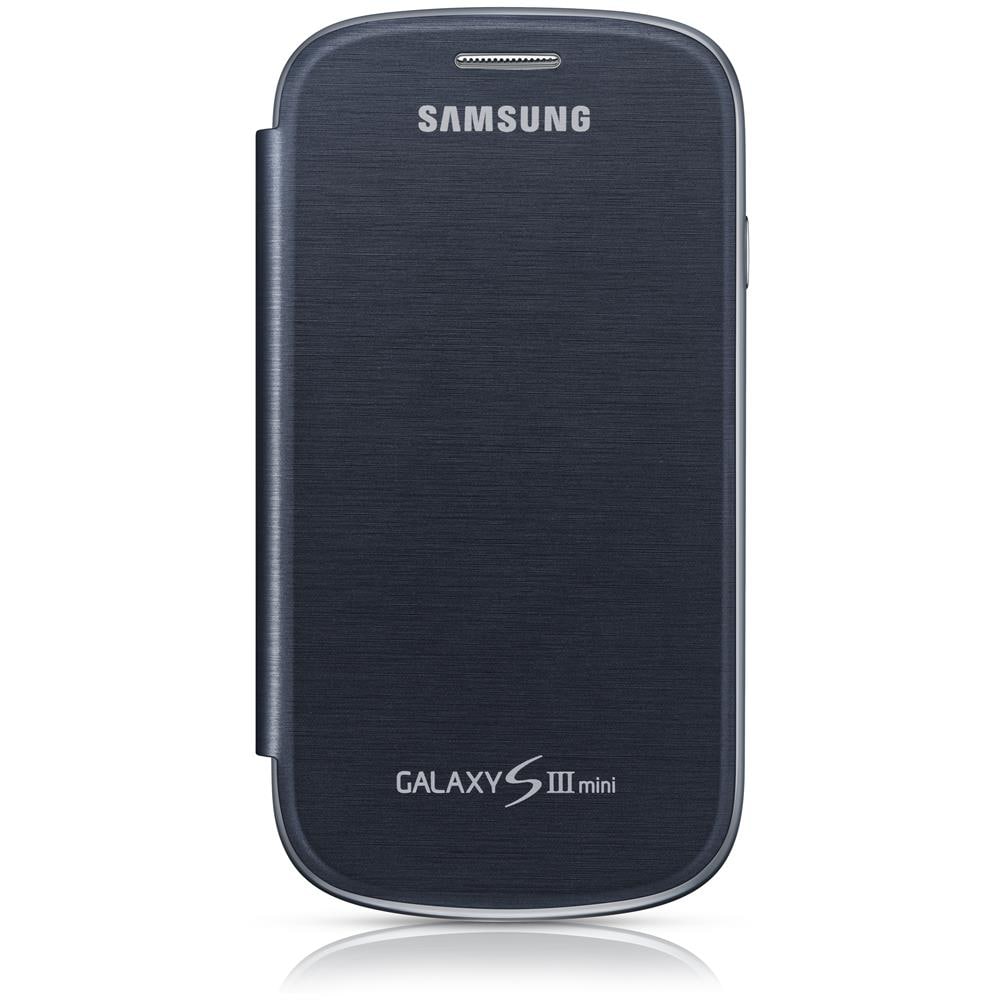 Flip Cover Custodia di Plastica e Pelle per Galaxy S3 Mini - Nero - Foto 2