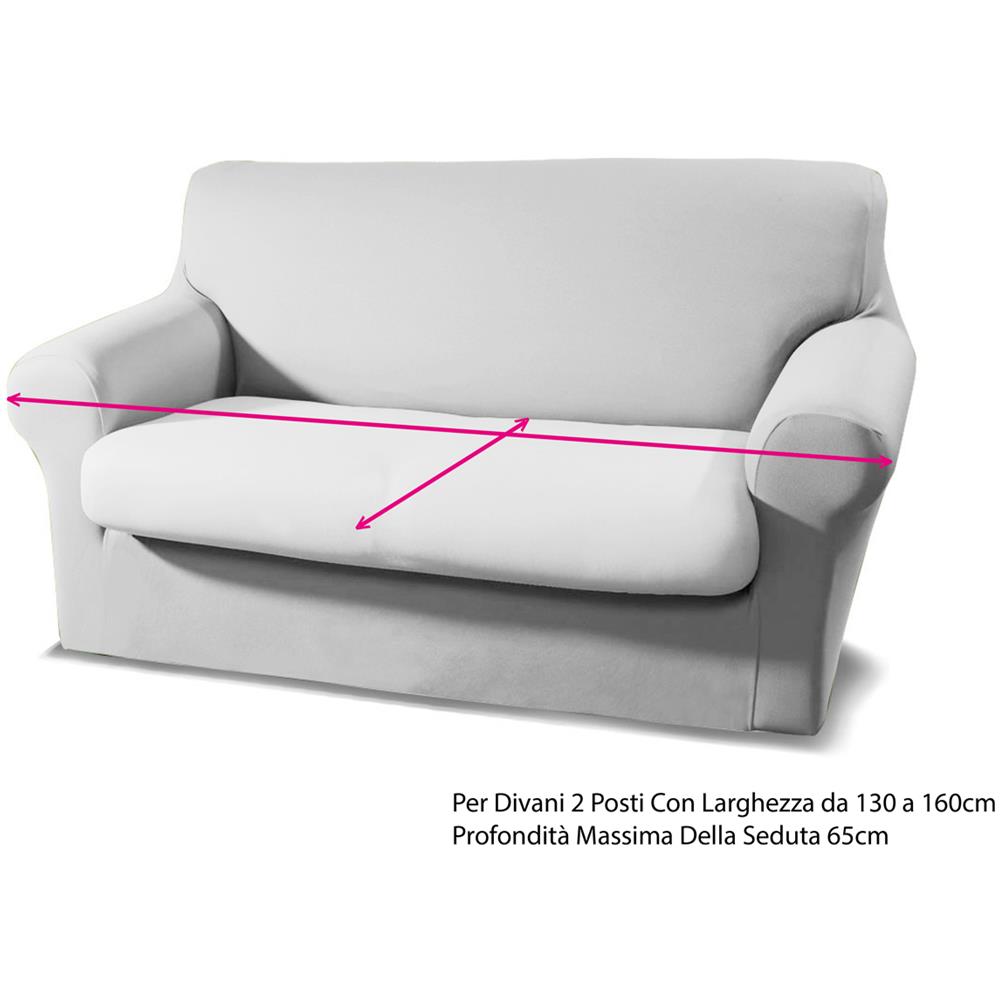 Copridivano E Copri Poltrona Antimacchia Sofà Elasticizzato Modello Magico Div 2Posti Grigio Scuro - Foto 2