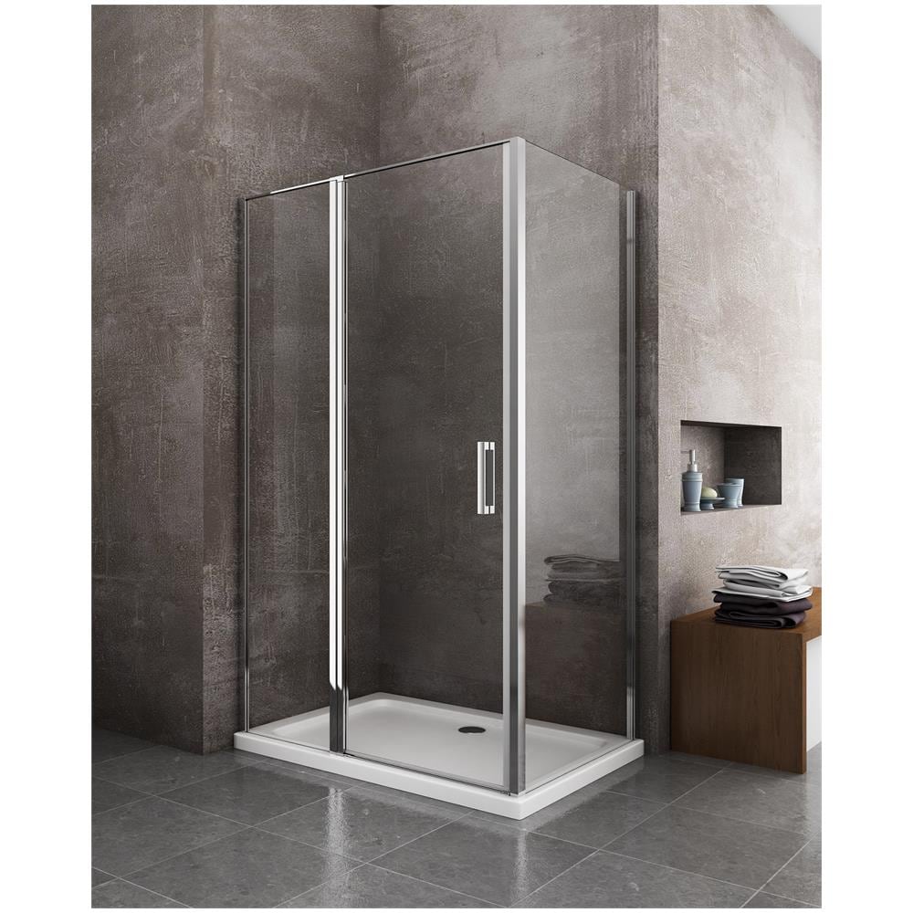 Box Doccia A Due Lati Con Apertura Battente Fissa In Linea, Parete Laterale Fissa Reversibile, 76.5-79 Fissa X 97.5-100.5 Porta - Foto 2
