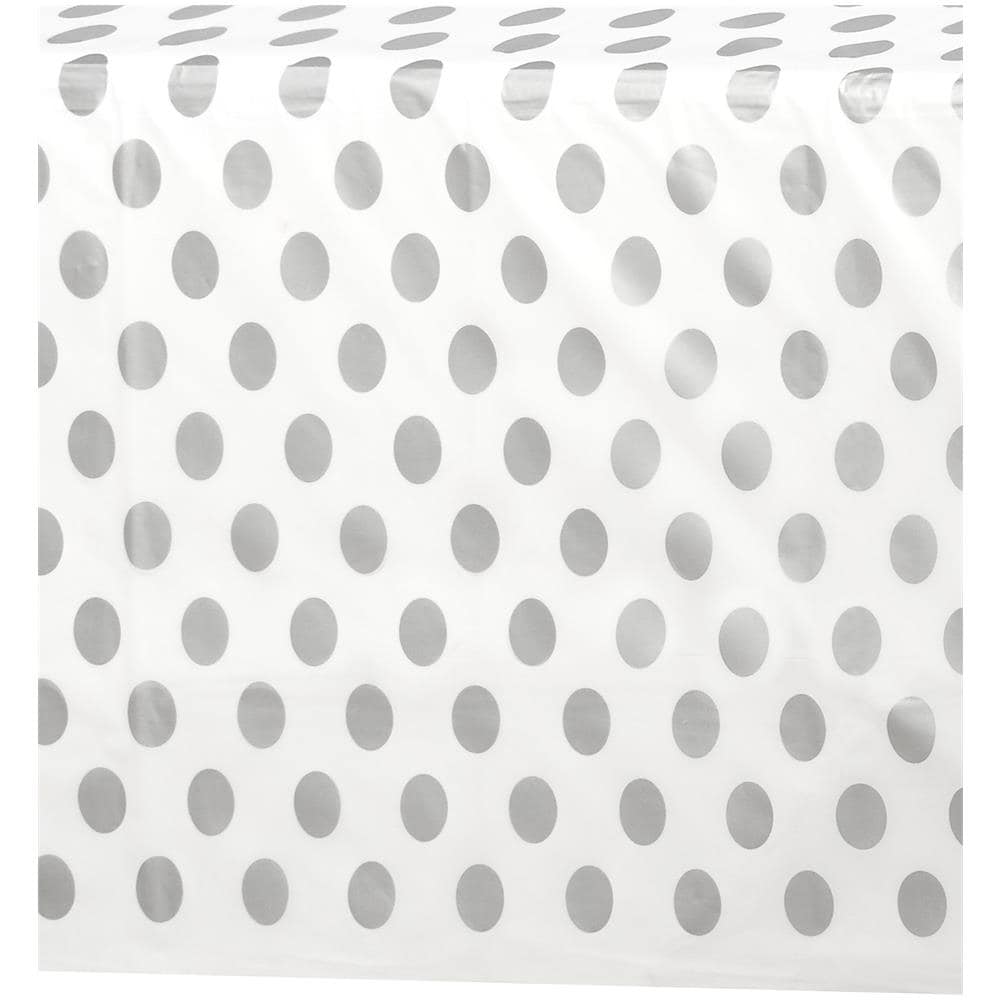 Unique - Tovaglia Di Plastica Bianca A Pois Grigi - Foto 2