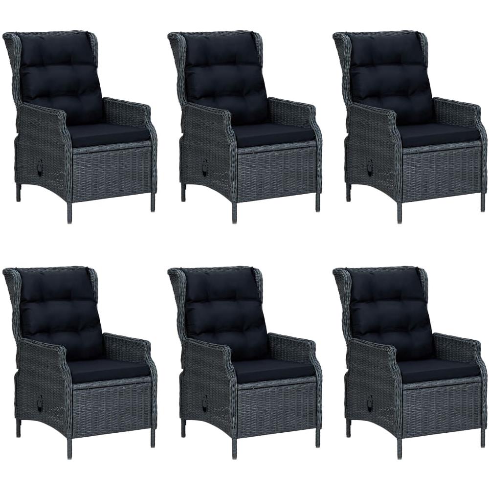Set Pranzo Da Giardino 7pz Con Cuscini Polyrattan Grigio Scuro - Foto 3