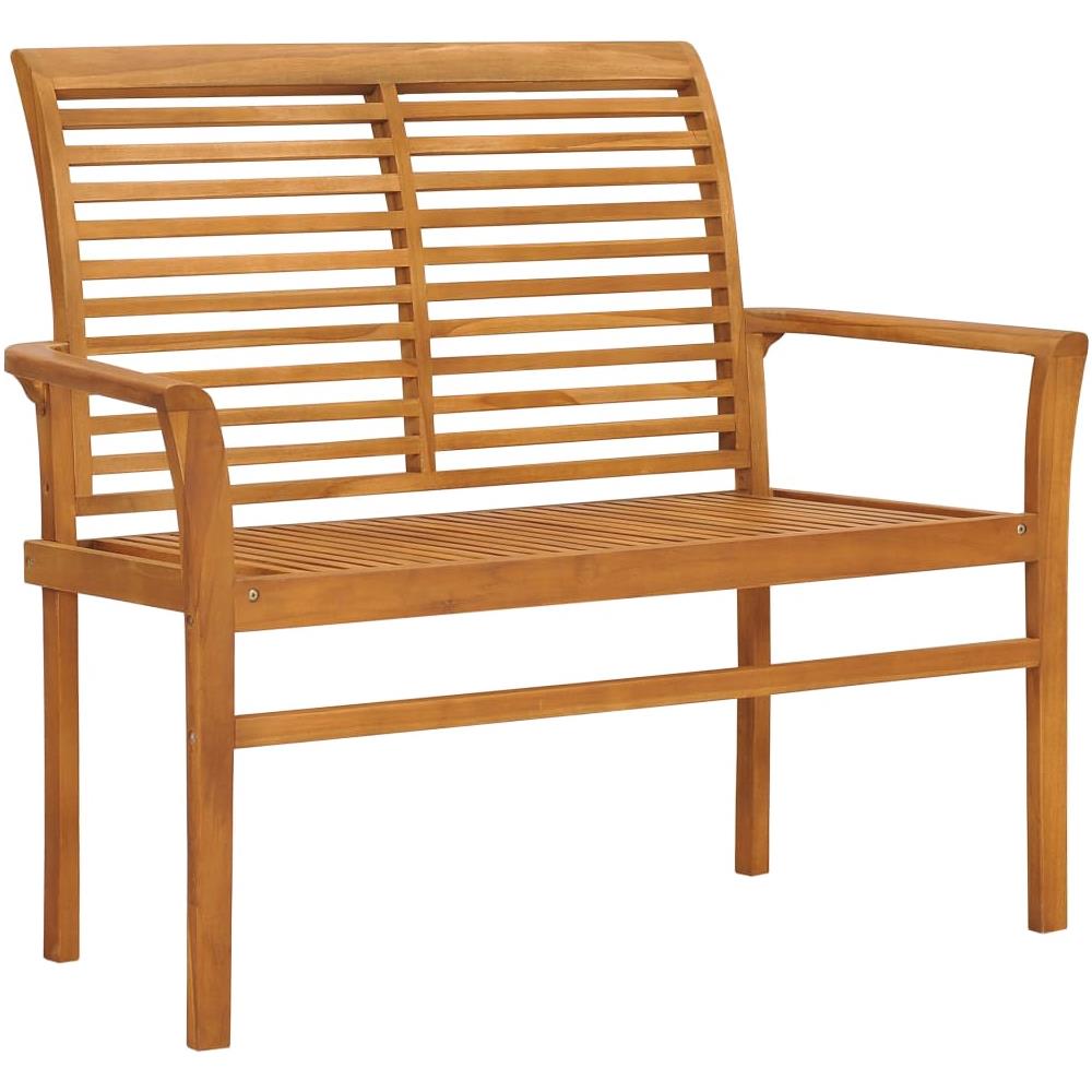 Panca Da Giardino Con Cuscino Nero 112 Cm In Legno Di Teak - Foto 2