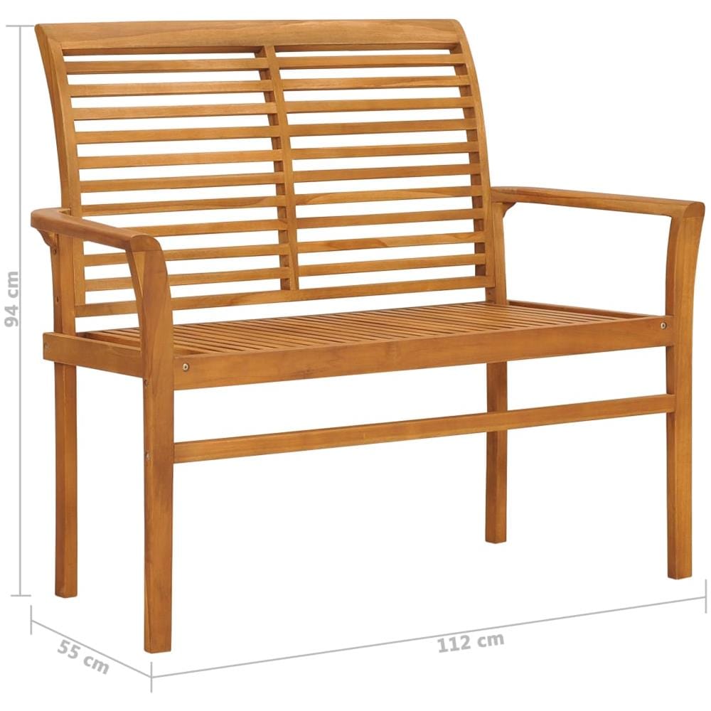 Panca Da Giardino Con Cuscino Nero 112 Cm In Legno Di Teak - Foto 8