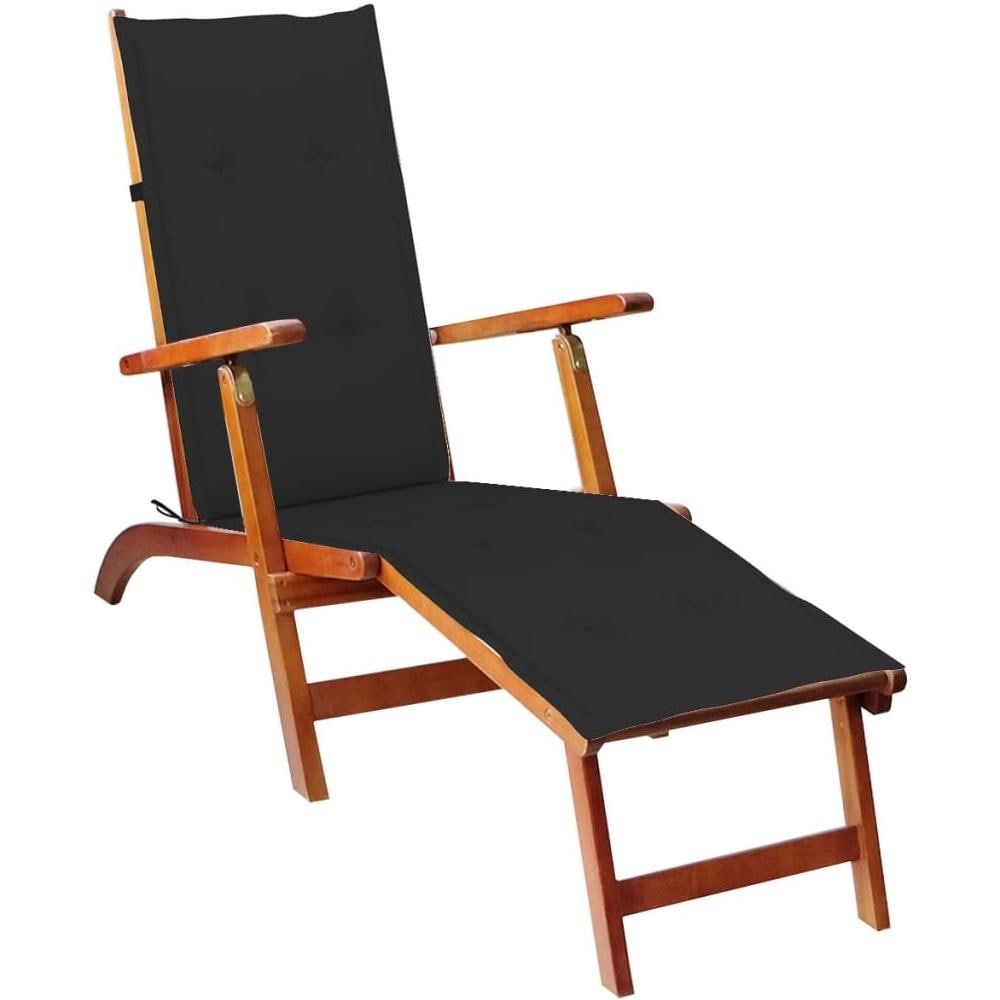 Sdraio Da Esterni Con Poggiapiedi E Cuscino Massello Di Acacia - Foto 1