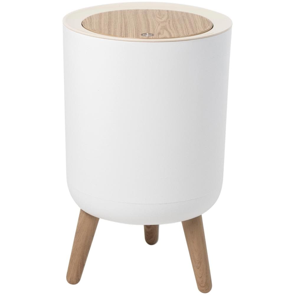Pattumiera 7l Bianco / legno - Bat-979699-002 - Foto 1