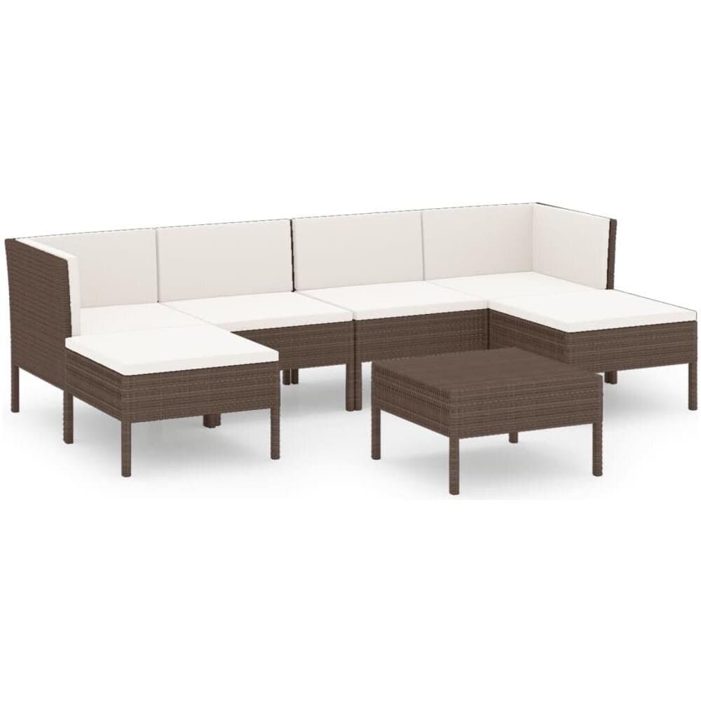 Set Divani Da Giardino 7 Pz Con Cuscini In Polyrattan Marrone - Foto 2