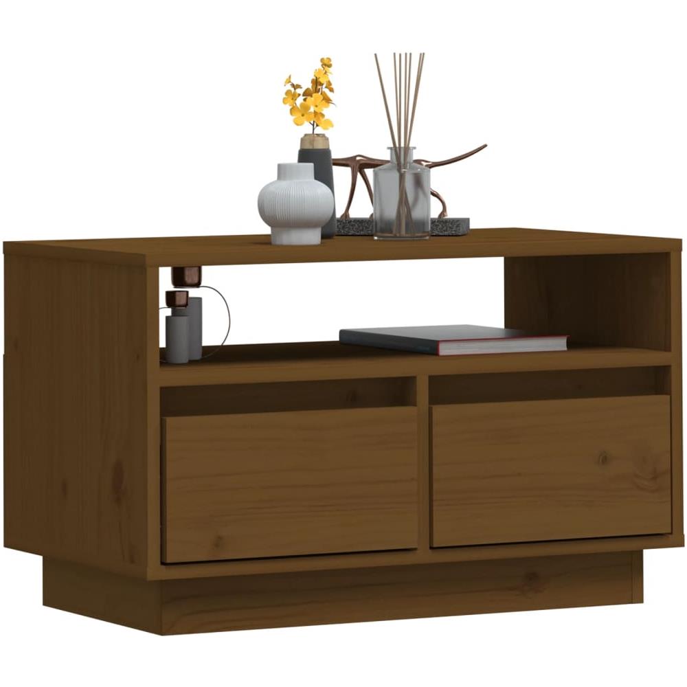 Mobile Porta Tv Miele 60x35x37 Cm In Legno Massello Di Pino - Foto 2