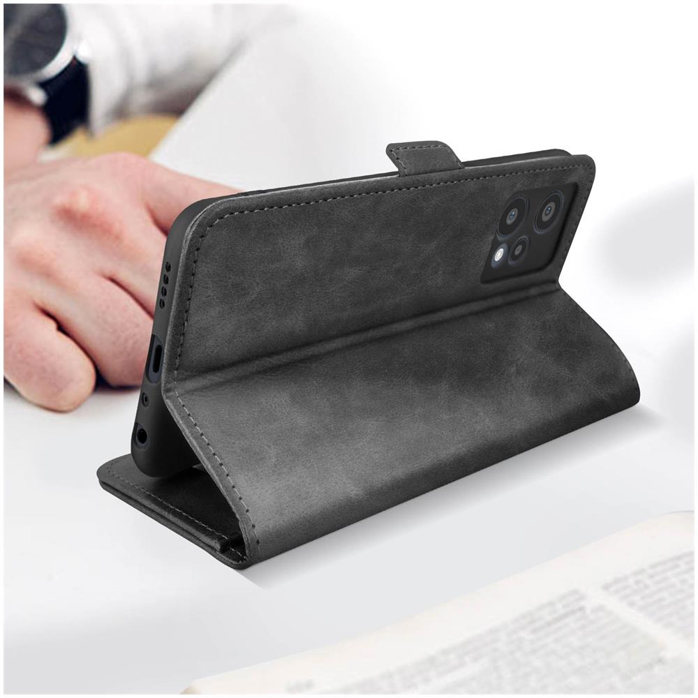 Custodia Portafoglio Realme 9 5g / 9 Pro Supporto Linguetta Magnetica Nera - Foto 5