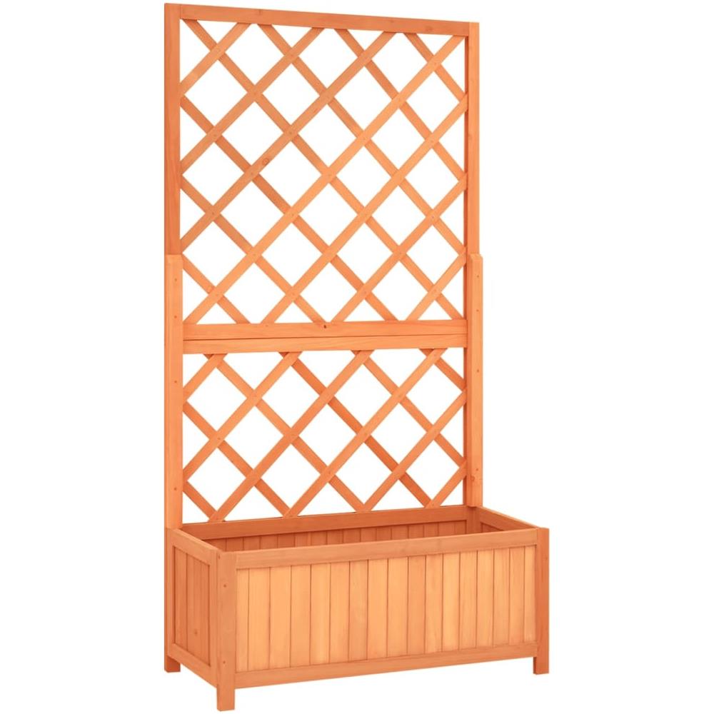 Fioriera con Traliccio Marrone 70x30x135cm in Massello di Abete - Foto 1