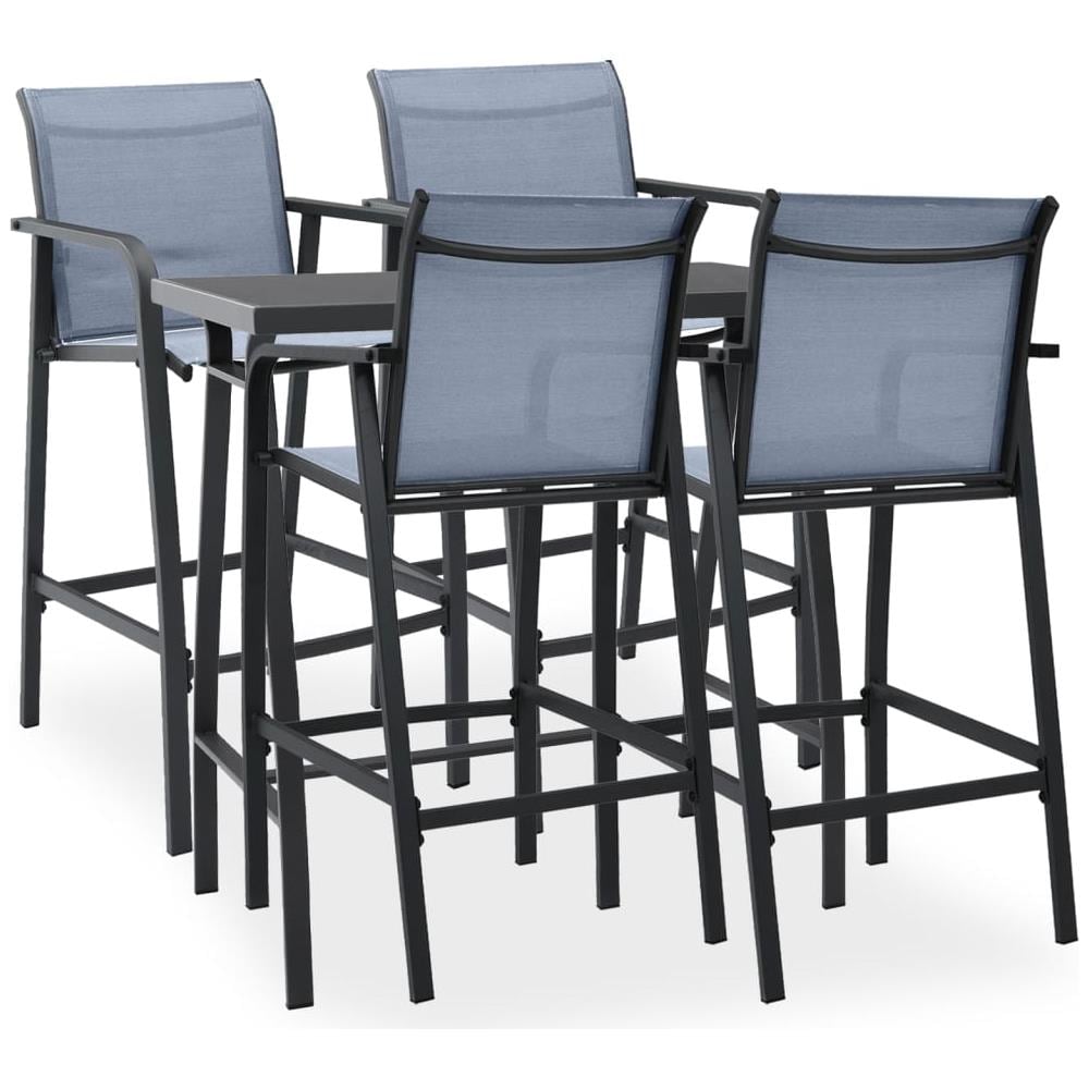 Set Bar Da Giardino 5 Pz Nero E Grigio - Foto 1