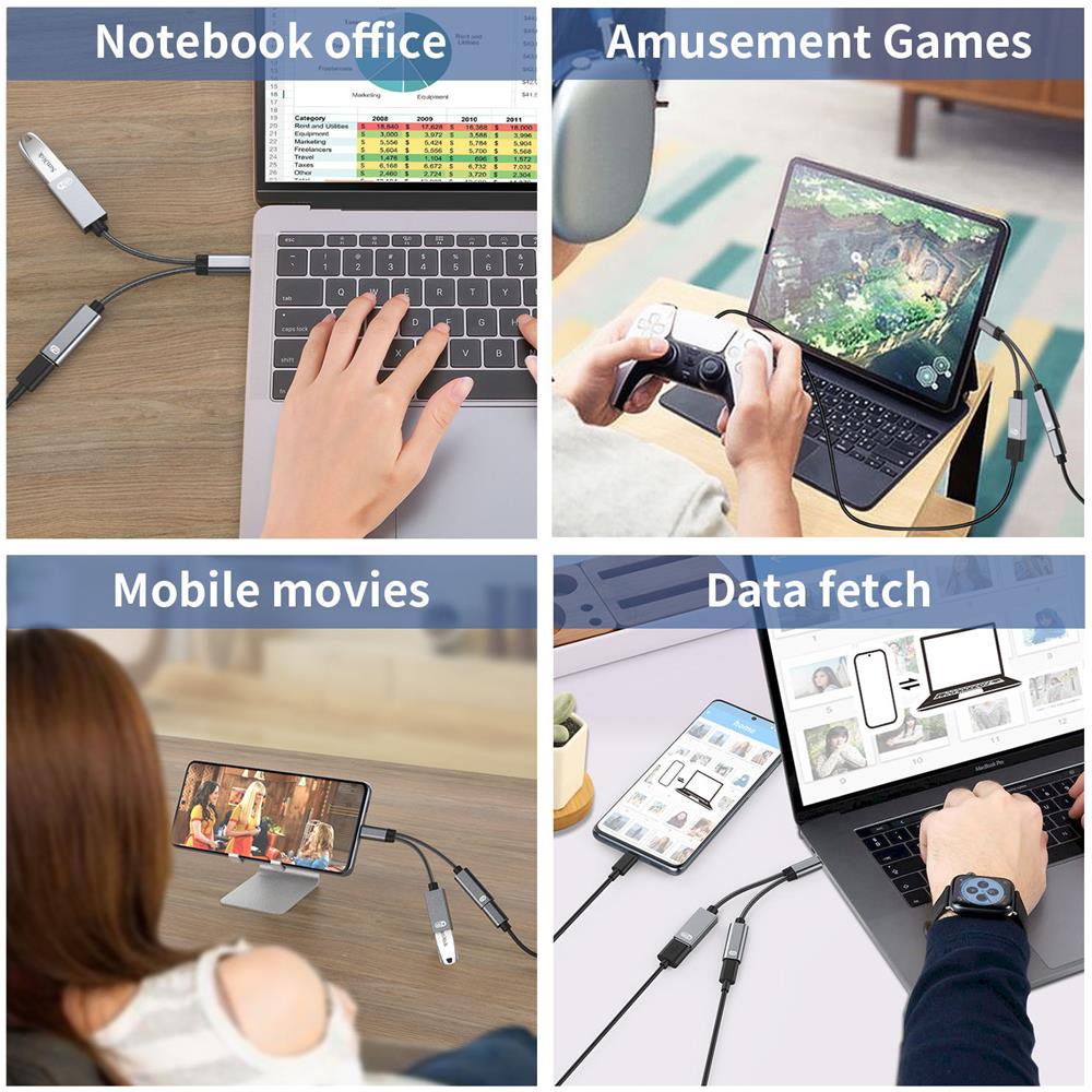 Usb-c Maschio A Usb Femmina + Presa Di Ricarica Usb-c Pd E Adattatore Otg Usb 2.0 - Foto 5