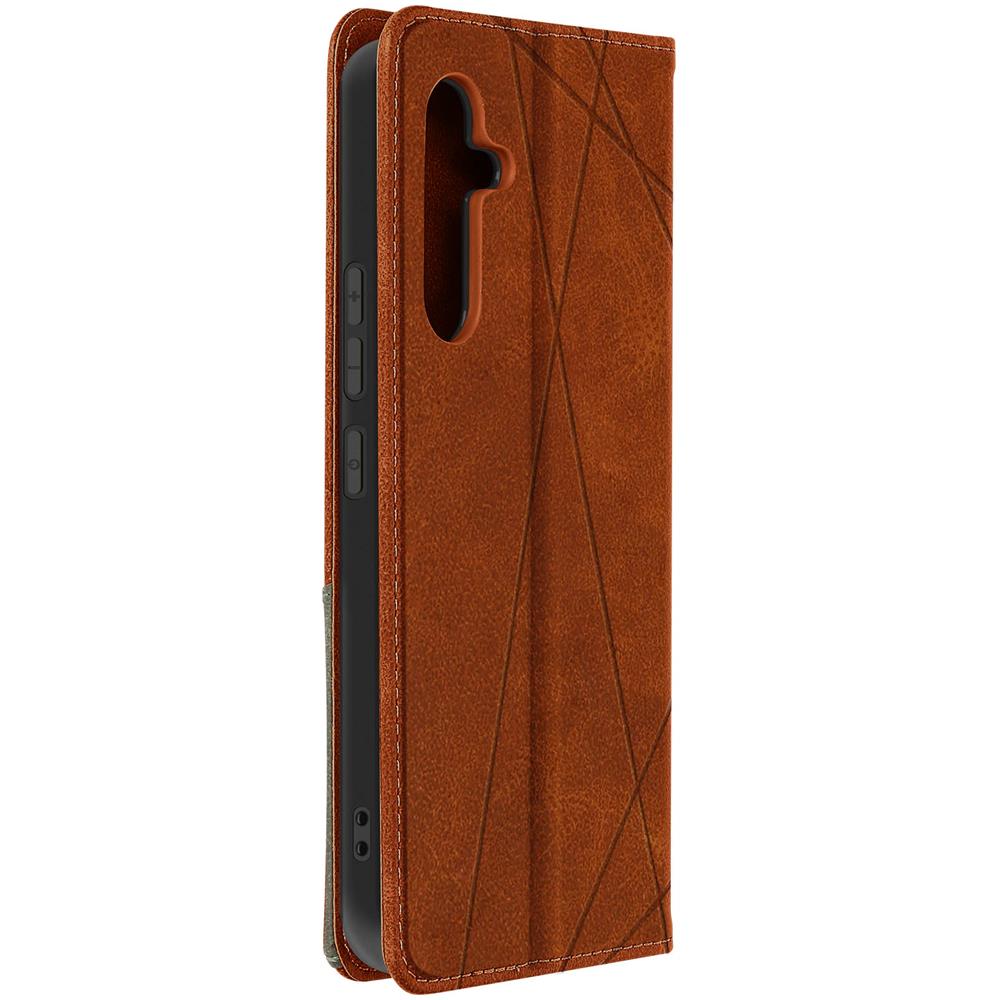 Custodia Per Samsung A54 5g Portacarte Design Prisma Collezione Geo Marrone - Foto 1