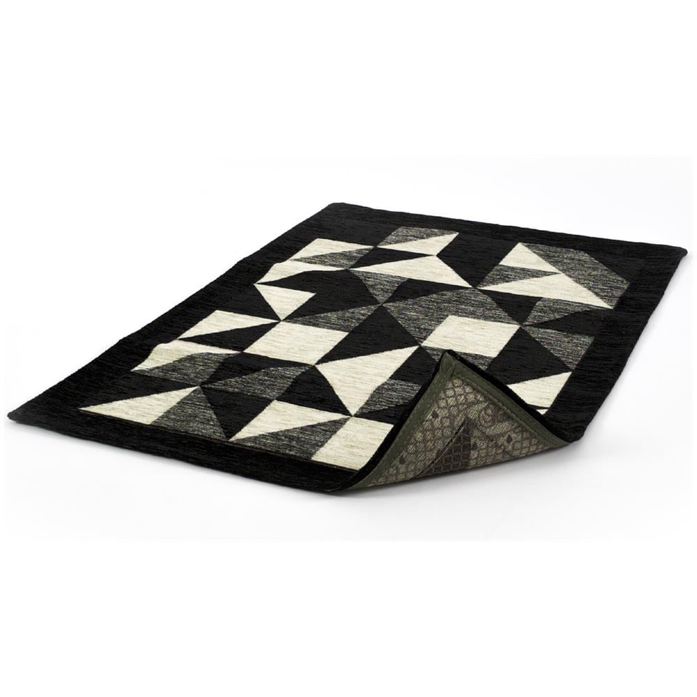 Tappeto Passatoia Cucina Salotto Antimacchia Retro Antiscivolo Origami Vari Colori 115x175 Nero - Foto 1