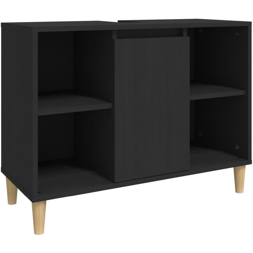 Mobile Lavabo Nero 80x33x60 Cm In Legno Multistrato - Foto 2