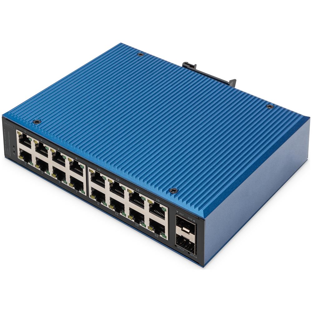 Switch di rete Gigabit Ethernet a 16 porte, industriale, non gestito, 2 Uplink SFP - Foto 1