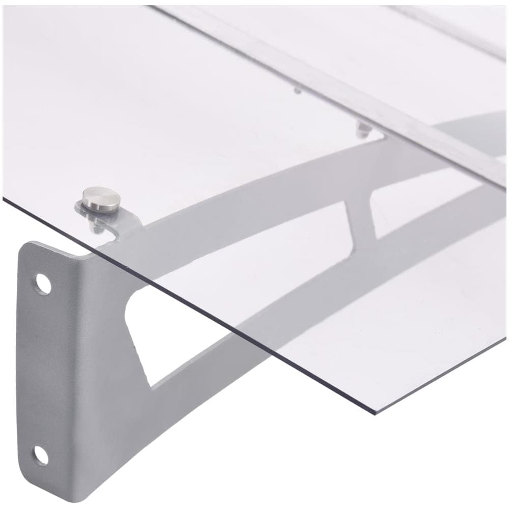 Pensilina per Porta Argento Trasparente 150x90 cm Policarbonato - Foto 6