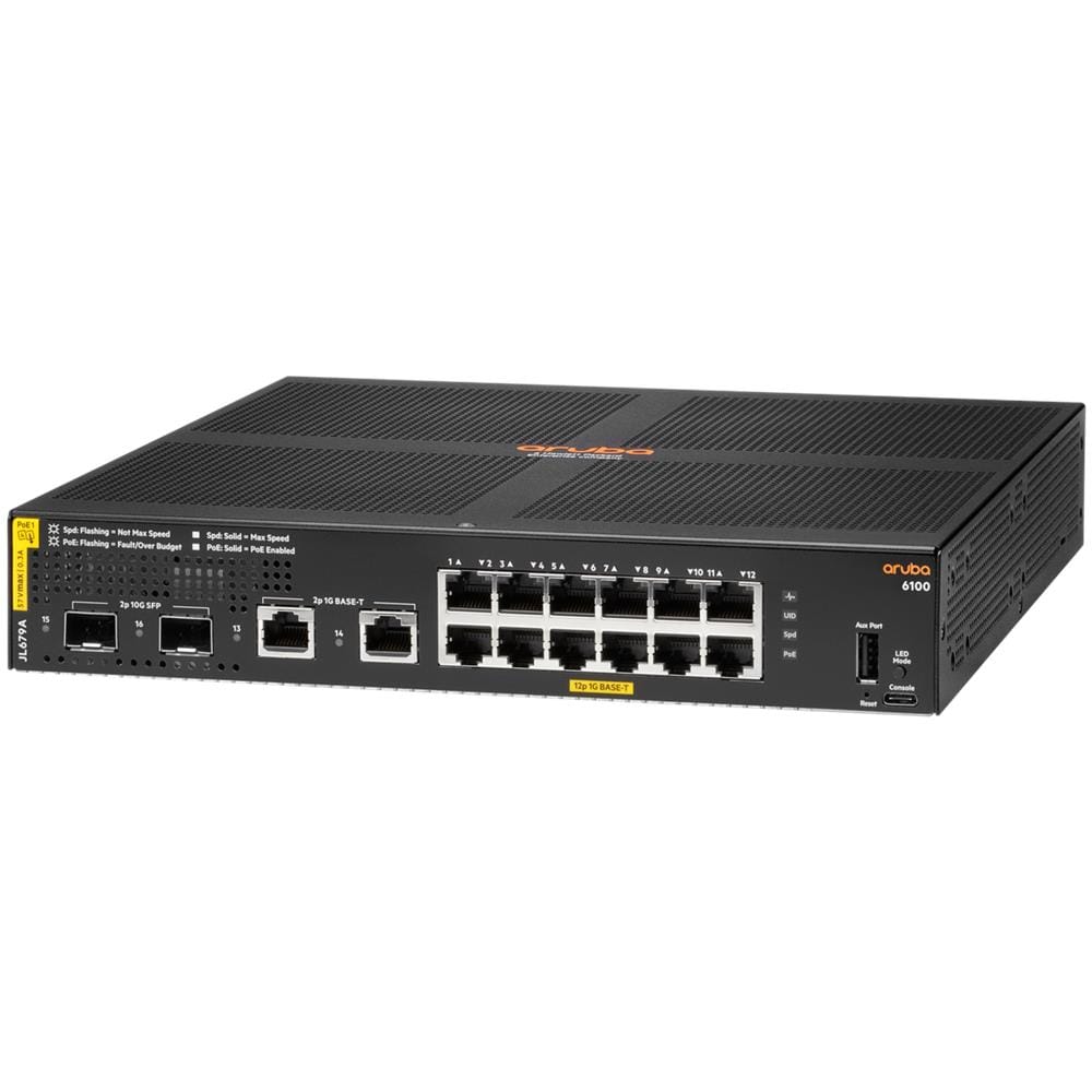 Switch di Rete Aruba 6100 12G Class4 PoE 2G / 2SFP+ 139W Gestito 12 Porte Ethernet RJ-45 (10/100/1000) 1U Colore Nero - Foto 2