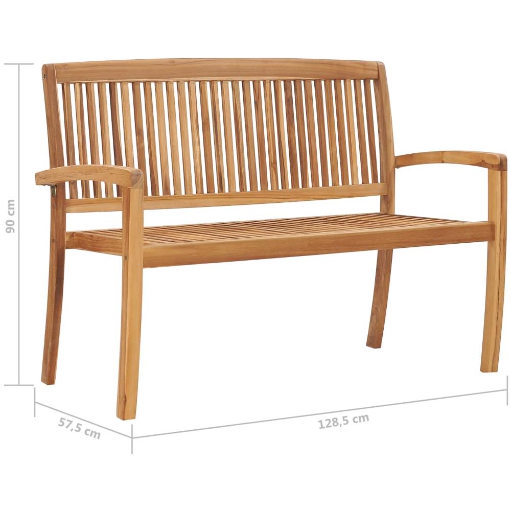 Panchina Da Giardino Impilabile E Cuscino 128,5cm Teak Massello - Foto 8