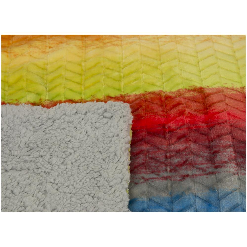 Plaid Coperta Divano Multicolore Retro Agnellato Pelliccia Sherpa Inverno Caldo 130x160 Multicolore - Foto 2