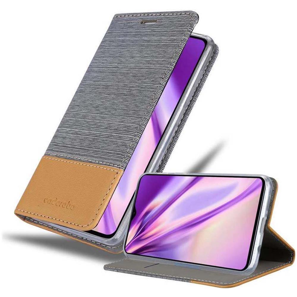 Custodia Compatibile Con Xiaomi Redmi Note 8 Pro In Grigio Chiaro Marrone - Coperchio Protettiva Con Chiusura Magnetica, Funzione Stand E Tasca Per Le Carte - Foto 1