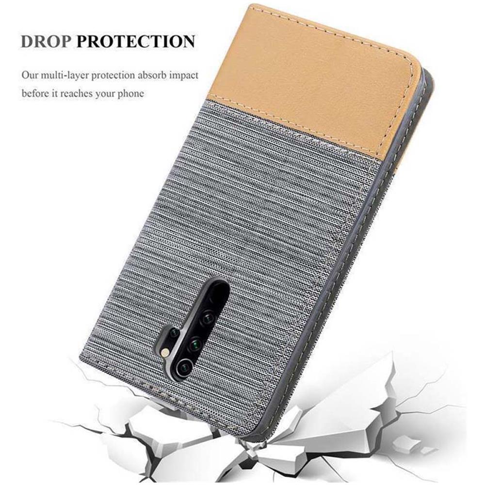 Custodia Compatibile Con Xiaomi Redmi Note 8 Pro In Grigio Chiaro Marrone - Coperchio Protettiva Con Chiusura Magnetica, Funzione Stand E Tasca Per Le Carte - Foto 8