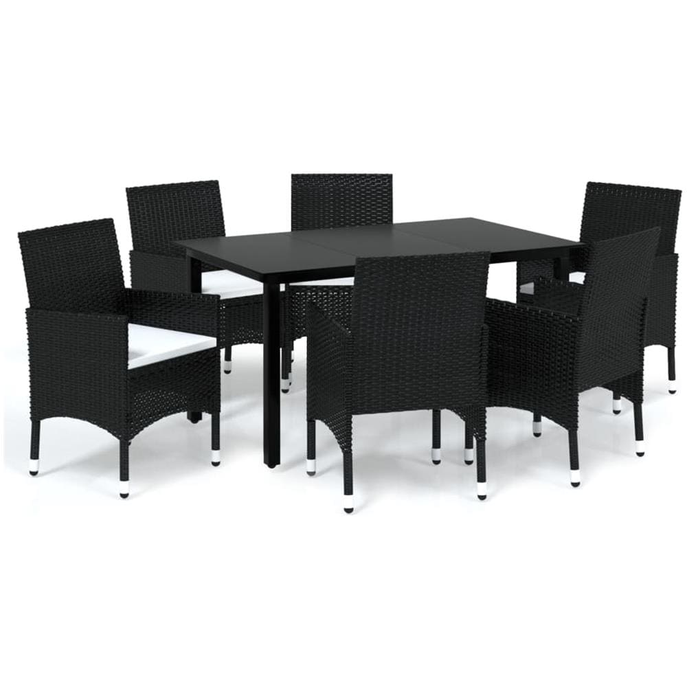 Set Da Pranzo Per Giardino 7 Pz Con Cuscini Polyrattan Nero - Foto 2
