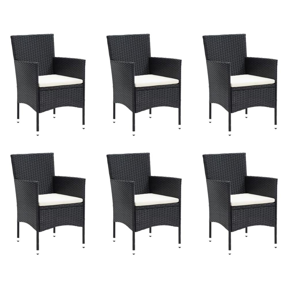 Set Da Pranzo Per Giardino 7 Pz Con Cuscini Polyrattan Nero - Foto 3