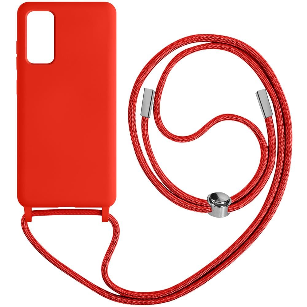 Cover Semirigida Per Samsung Galaxy S20 Fe Cordino Nylon Intrecciato 80 Cm Rossa - Foto 1