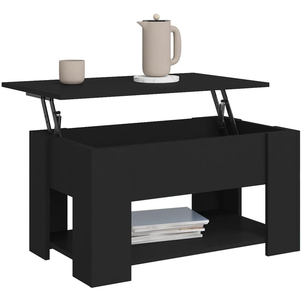 Tavolino Da Salotto Nero 79x49x41 Cm In Legno Multistrato - Foto 7