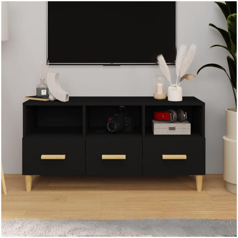 Mobile Porta Tv Nero 102x36x50 Cm In Legno Multistrato - Foto 1