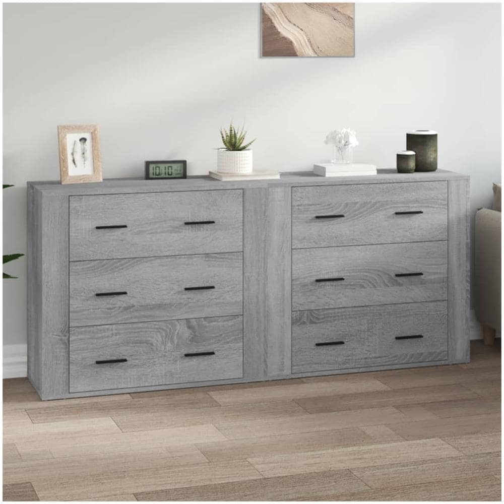 Credenze 2 Pz Grigio Sonoma In Legno Multistrato - Foto 1