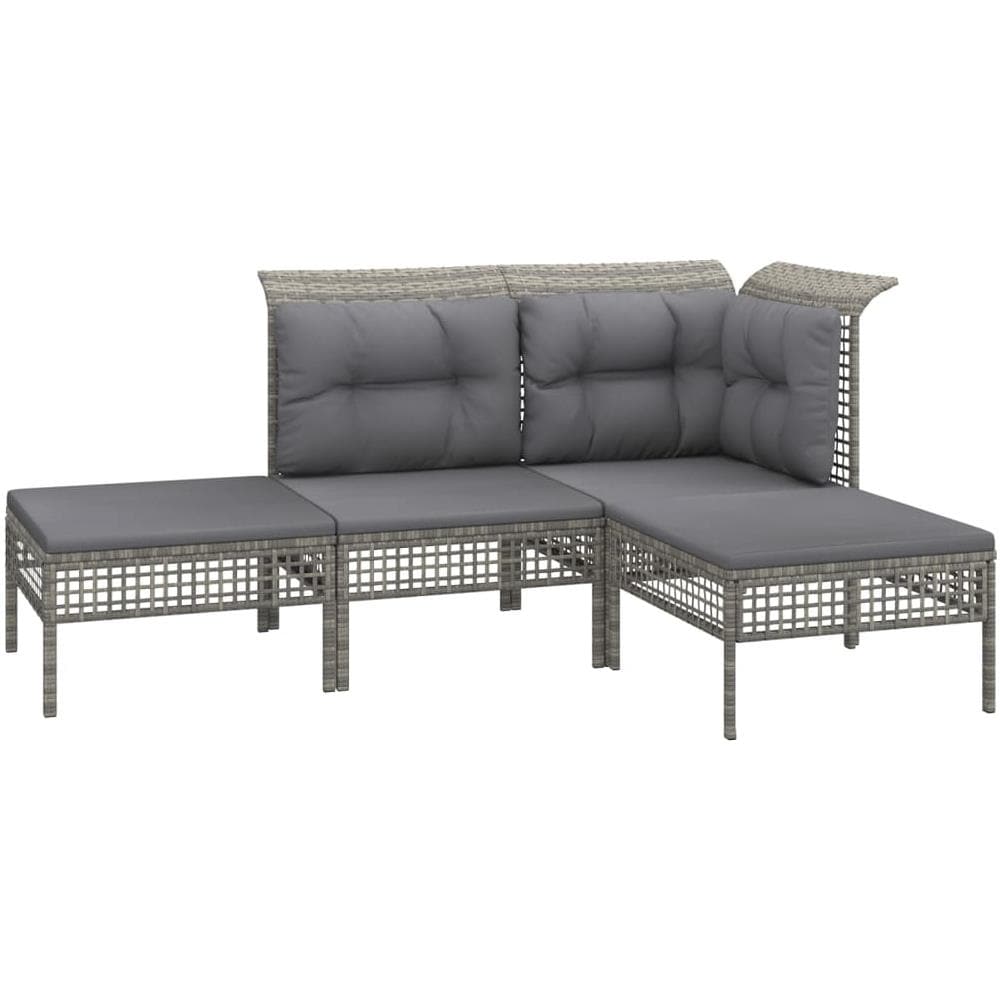 Set Divani Da Giardino 4 Pz Con Cuscini In Polyrattan Grigio - Foto 2