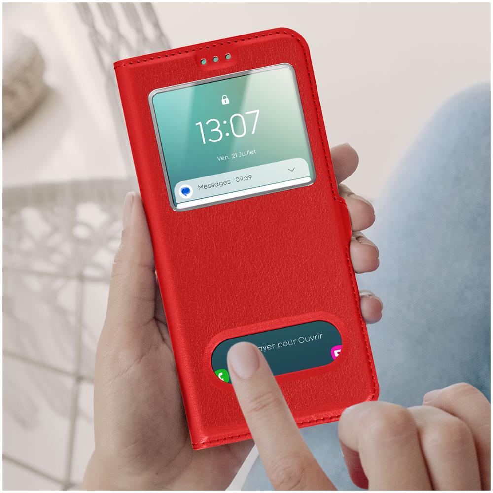 Custodia Per Samsung Galaxy A34 5g Doppia Finestra Supporto Video Rossa - Foto 5